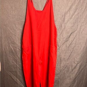 Oversized Cherry Red Onsie w/pockets.  Vibrant Red Sleeveless Romper.  NWOT